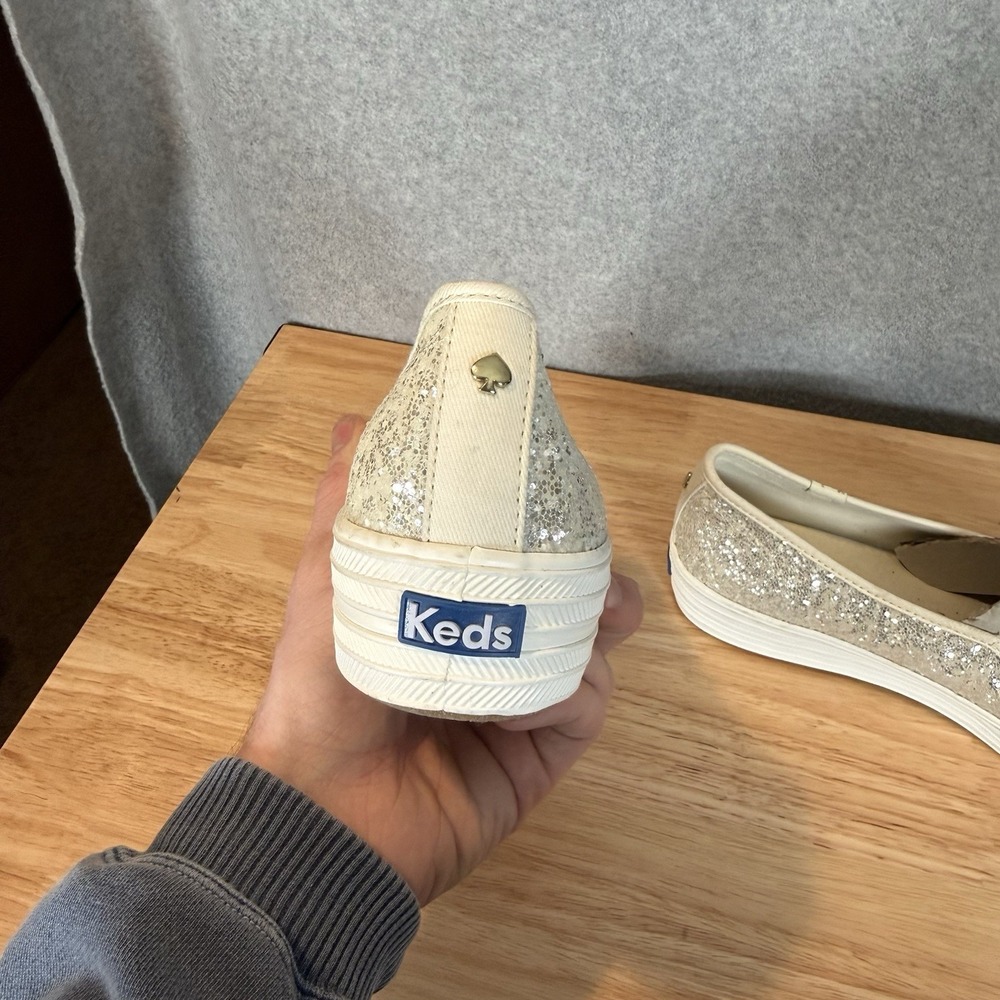 KEDS FOR KATE SPADE New York White Glitter Slip-on Sneaker Sz. 9.5 - Picture 7 of 12